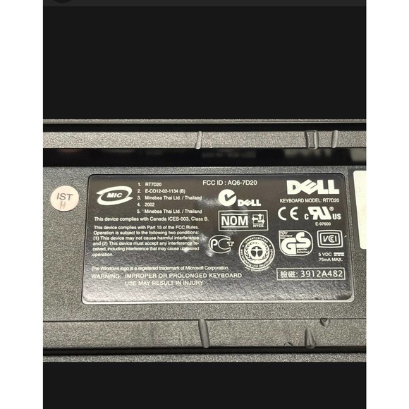 DELL PS/2 104-Key PC Windows Desktop Keyboard Black Wired RT7D00 SK-8100 - Picture 6 of 11